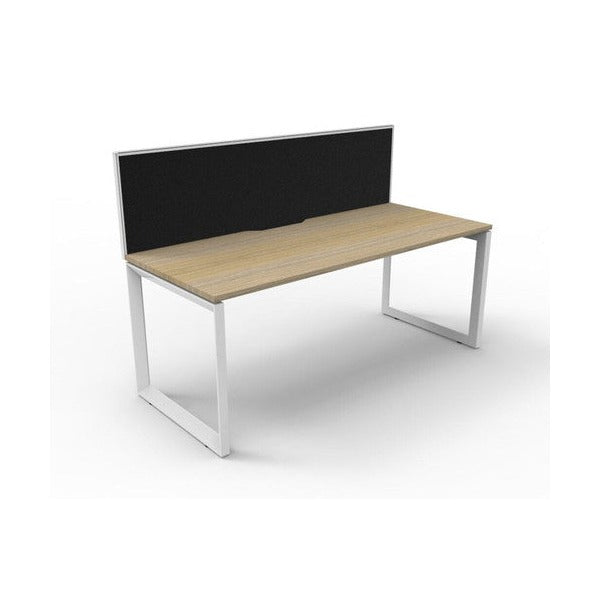 Rapidline Deluxe Infinity Single Sided Workstation Loop Leg 1500 x 750mm with Screen Natural Oak / White Satin