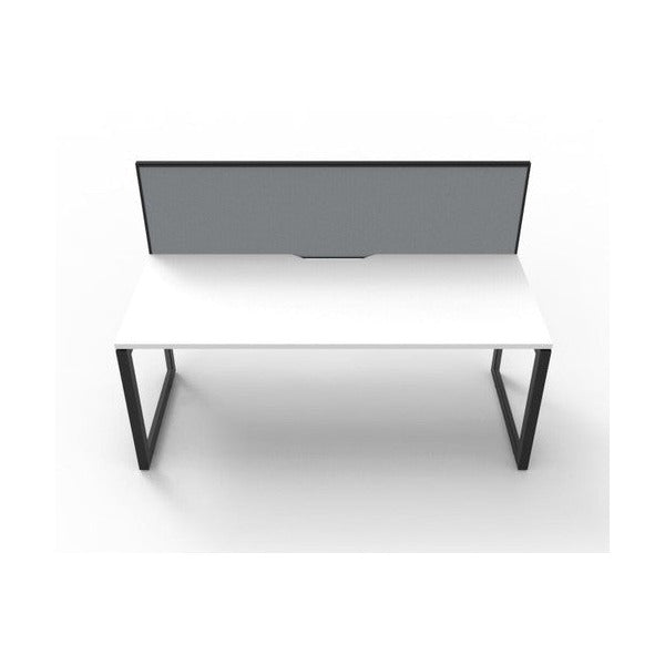 Rapidline Deluxe Infinity Single Sided Workstation Loop Leg 1500 x 750mm with Screen Natural White / Black Satin