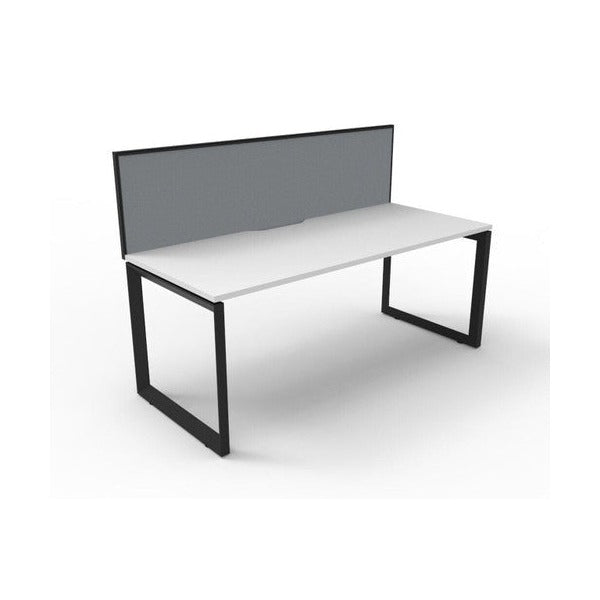 Rapidline Deluxe Infinity Single Sided Workstation Loop Leg 1800 x 750mm with Screen Natural White / Black Satin