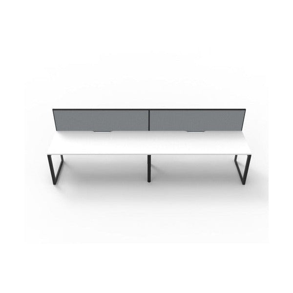 Rapidline Deluxe Infinity Single Sided 2 Person Workstation Loop Leg 1200 x 750mm with Screen Natural White / Black Satin