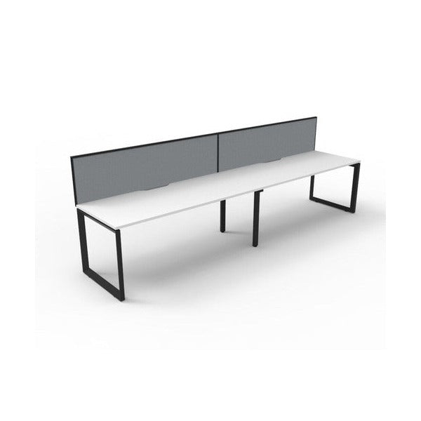 Rapidline Deluxe Infinity Single Sided 2 Person Workstation Loop Leg 1200 x 750mm with Screen Natural White / Black Satin