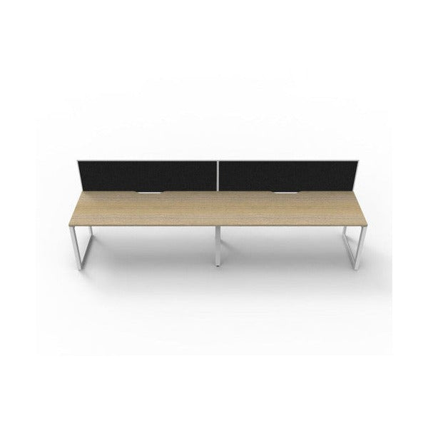 Rapidline Deluxe Infinity Single Sided 2 Person Workstation Loop Leg 1500 x 750mm with Screen Natural Oak / White Satin