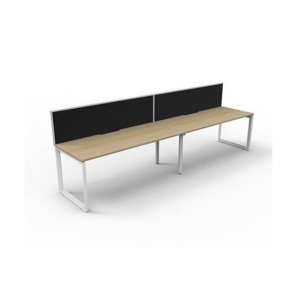 Rapidline Deluxe Infinity Single Sided 2 Person Workstation Loop Leg 1500 x 750mm with Screen Natural Oak / White Satin