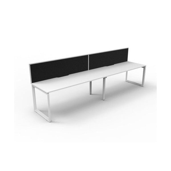 Rapidline Deluxe Infinity Single Sided 2 Person Workstation Loop Leg 1500 x 750mm with Screen Natural White / White Satin