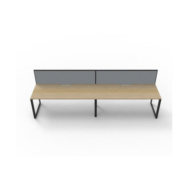 Rapidline Deluxe Infinity Single Sided 2 Person Workstation Loop Leg 1800 x 750mm with Screen Natural Oak / Black Satin