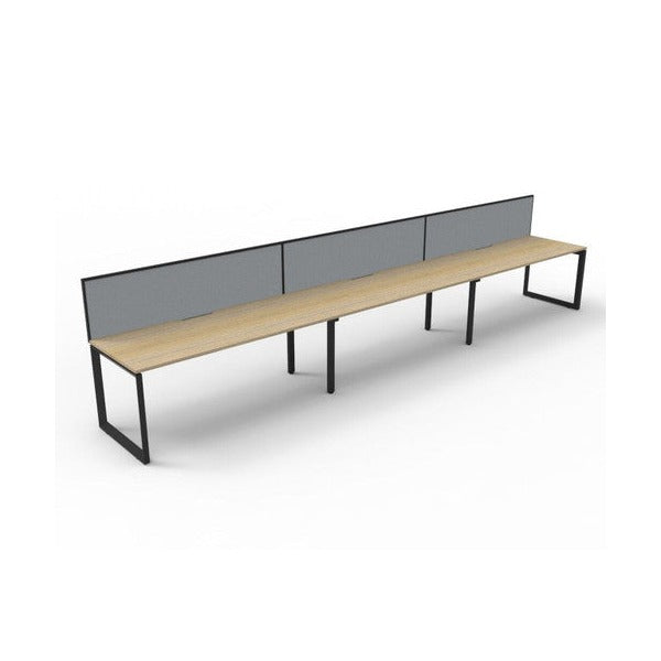 Rapidline Deluxe Infinity Single Sided 3 Person Workstation Loop Leg 1200 x 750mm with Screen Natural Oak / Black Satin