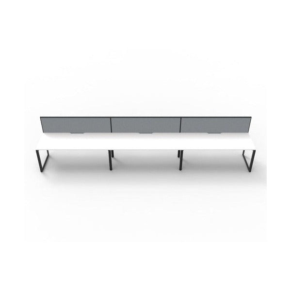 Rapidline Deluxe Infinity Single Sided 3 Person Workstation Loop Leg 1200 x 750mm with Screen Natural White / Black Satin
