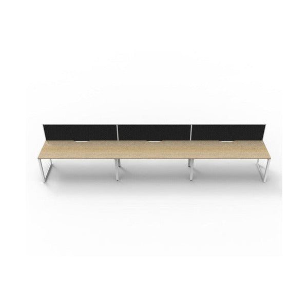 Rapidline Deluxe Infinity Single Sided 3 Person Workstation Loop Leg 1500 x 750mm with Screen Natural Oak / White Satin