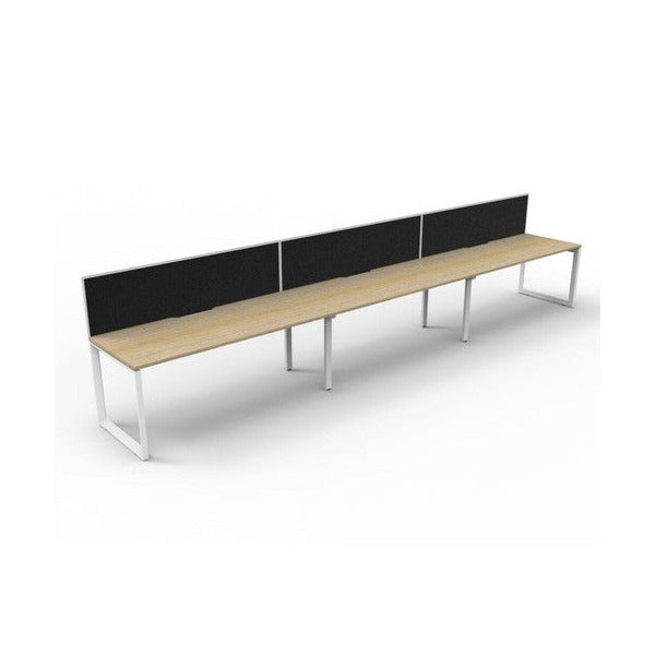 Rapidline Deluxe Infinity Single Sided 3 Person Workstation Loop Leg 1500 x 750mm with Screen Natural Oak / White Satin