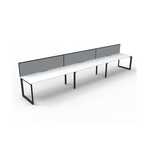 Rapidline Deluxe Infinity Single Sided 3 Person Workstation Loop Leg 1500 x 750mm with Screen Natural White / Black Satin