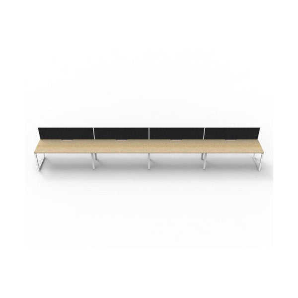Rapidline Deluxe Infinity Single Sided 4 Person Workstation Loop Leg 1200 x 750mm with Screen Natural Oak / White Satin