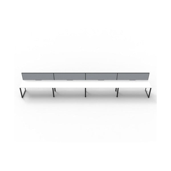 Rapidline Deluxe Infinity Single Sided 4 Person Workstation Loop Leg 1200 x 750mm with Screen Natural White / Black Satin