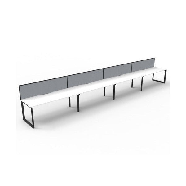 Rapidline Deluxe Infinity Single Sided 4 Person Workstation Loop Leg 1200 x 750mm with Screen Natural White / Black Satin