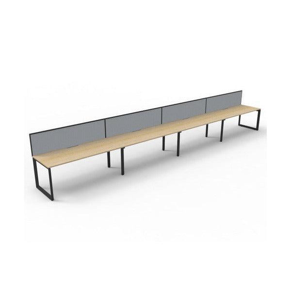 Rapidline Deluxe Infinity Single Sided 4 Person Workstation Loop Leg 1500 x 750mm with Screen Natural Oak / Black Satin