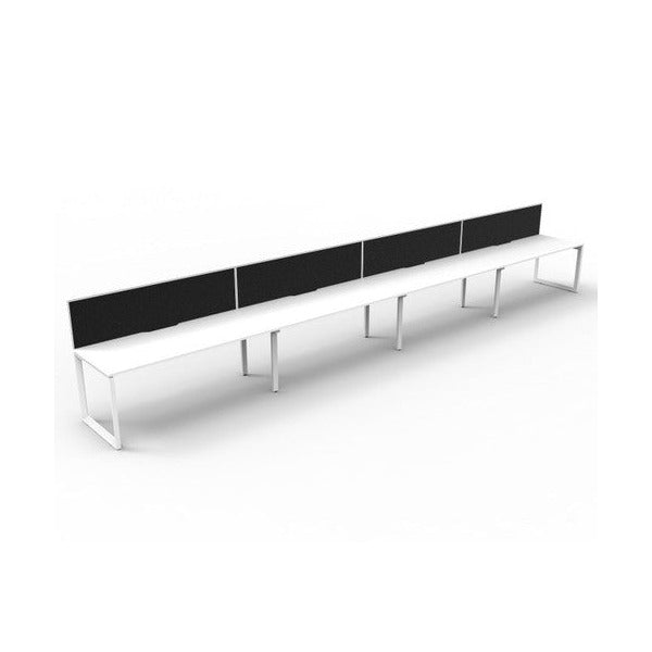 Rapidline Deluxe Infinity Single Sided 4 Person Workstation Loop Leg 1500 x 750mm with Screen Natural White / White Satin