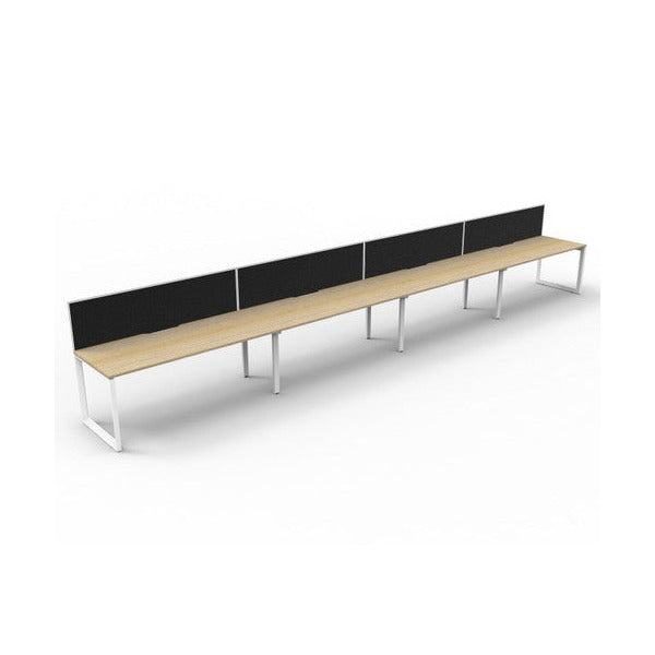 Rapidline Deluxe Infinity Single Sided 4 Person Workstation Loop Leg 1800 x 750mm with Screen Natural Oak / White Satin