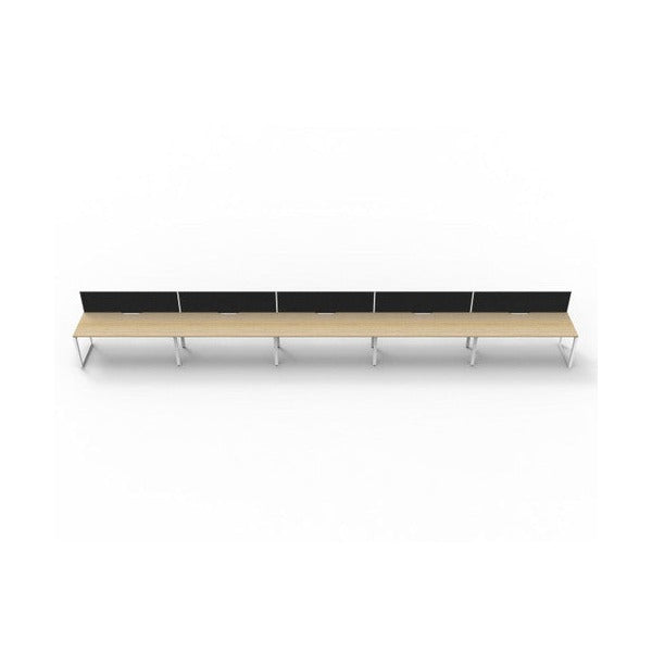 Rapidline Deluxe Infinity Single Sided 5 Person Workstation Loop Leg 1200 x 750mm with Screen Natural Oak / White Satin