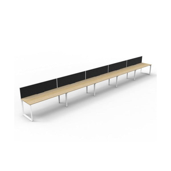 Rapidline Deluxe Infinity Single Sided 5 Person Workstation Loop Leg 1200 x 750mm with Screen Natural Oak / White Satin