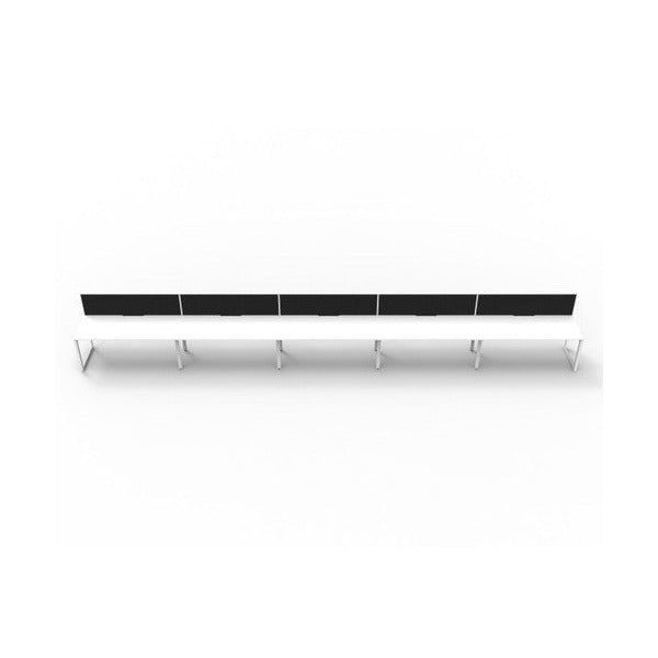 Rapidline Deluxe Infinity Single Sided 5 Person Workstation Loop Leg 1200 x 750mm with Screen Natural White / White Satin