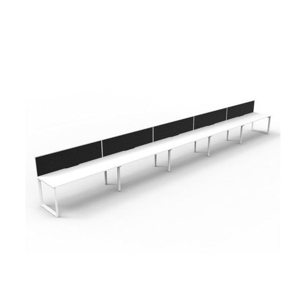 Rapidline Deluxe Infinity Single Sided 5 Person Workstation Loop Leg 1200 x 750mm with Screen Natural White / White Satin
