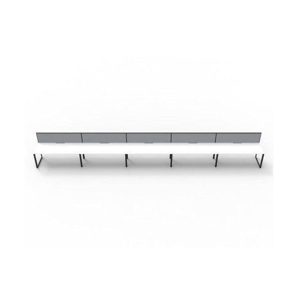 Rapidline Deluxe Infinity Single Sided 5 Person Workstation Loop Leg 1800 x 750mm with Screen Natural White / Black Satin
