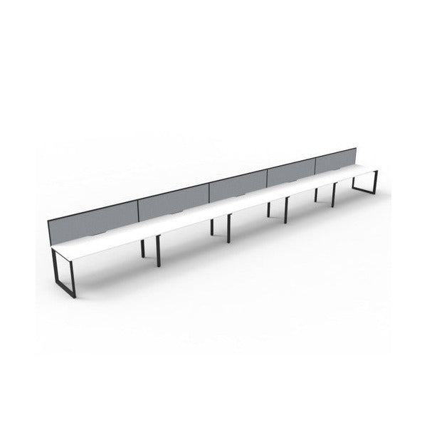 Rapidline Deluxe Infinity Single Sided 5 Person Workstation Loop Leg 1800 x 750mm with Screen Natural White / Black Satin