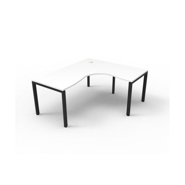 Rapidline Deluxe Infinity Corner Workstation 1500 x 1500 x 750mm Natural White / Black Satin