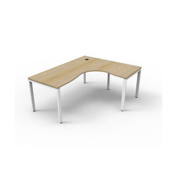Rapidline Deluxe Infinity Corner Workstation 1800 x 1500 x 750mm Natural Oak / White Satin