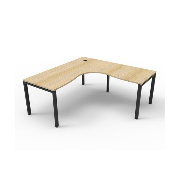 Rapidline Deluxe Infinity Corner Workstation 1800 x 1800 x 750mm Natural Oak / Black Satin