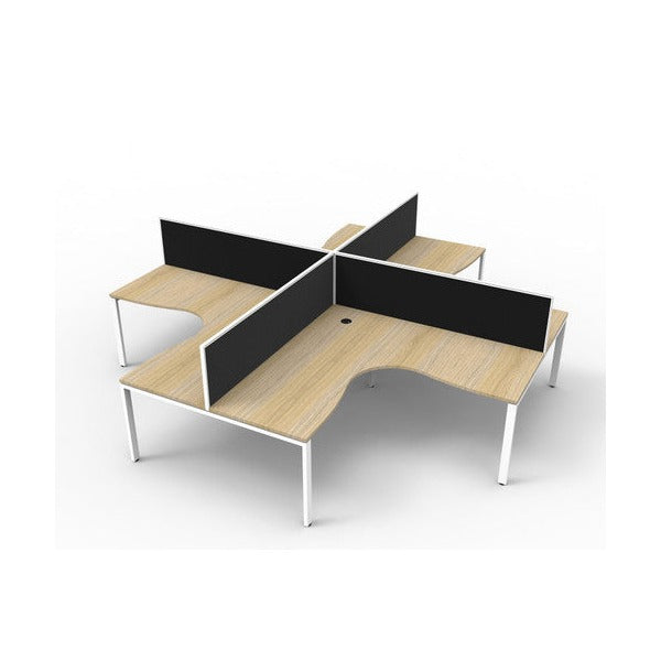 Rapidline Deluxe Infinity 4 Person Corner Workstation Profile Leg 1800 x 1800mm with Screen Natural Oak / White Satin