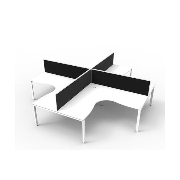 Rapidline Deluxe Infinity 4 Person Corner Workstation Profile Leg 1800 x 1800mm with Screen Natural White / White Satin