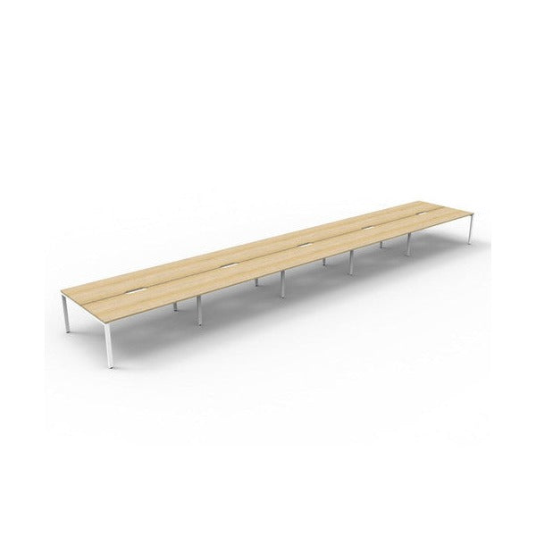 Rapidline Deluxe Infinity Back to Back 10 Person Workstation Profile Leg 1500 x 750mm Natural Oak / White Satin