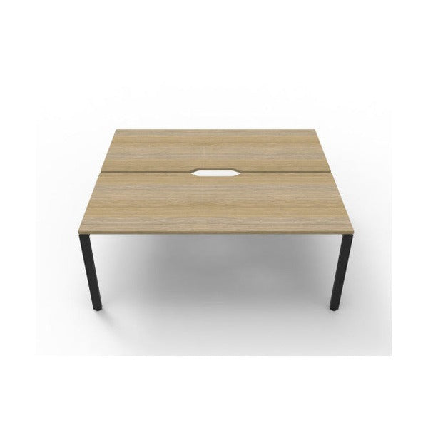 Rapidline Deluxe Infinity Back to Back 2 Person Workstation Profile Leg 1200 x 750mm Natural Oak / Black Satin