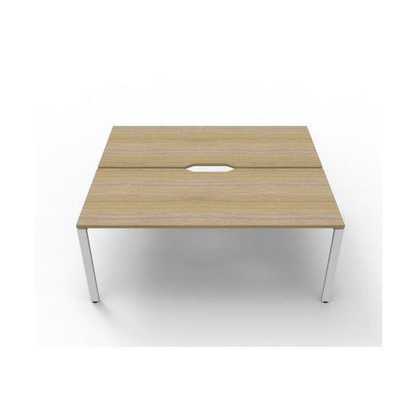 Rapidline Deluxe Infinity Back to Back 2 Person Workstation Profile Leg 1200 x 750mm Natural Oak / White Satin