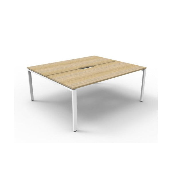 Rapidline Deluxe Infinity Back to Back 2 Person Workstation Profile Leg 1200 x 750mm Natural Oak / White Satin