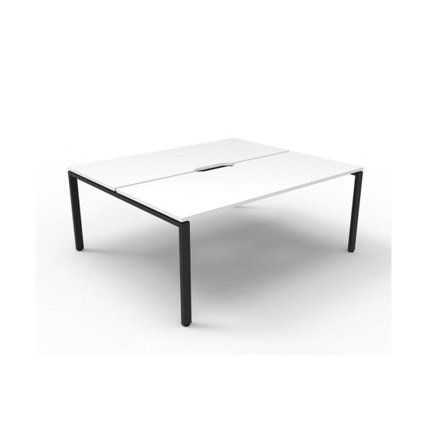 Rapidline Deluxe Infinity Back to Back 2 Person Workstation Profile Leg 1200 x 750mm Natural White / Black Satin