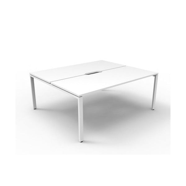 Rapidline Deluxe Infinity Back to Back 2 Person Workstation Profile Leg 1200 x 750mm Natural White / White Satin