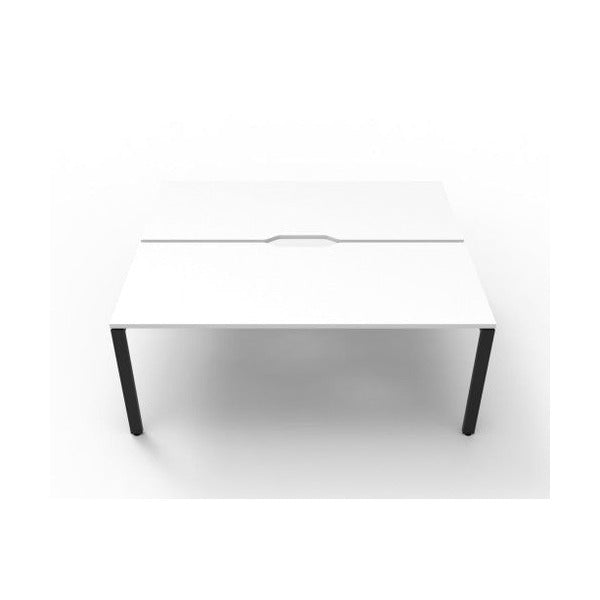 Rapidline Deluxe Infinity Back to Back 2 Person Workstation Profile Leg 1800 x 750mm Natural White / Black Satin