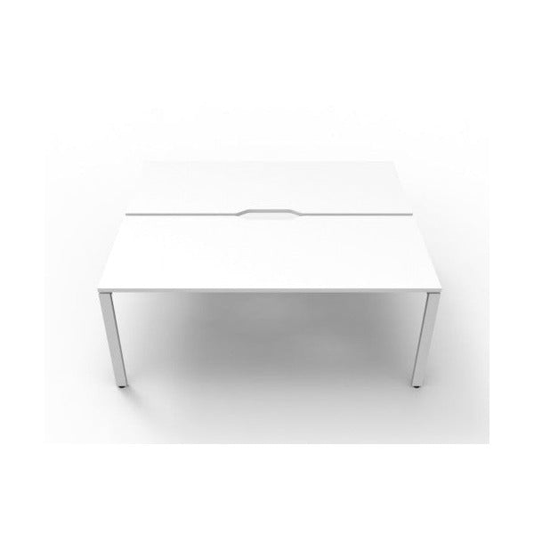 Rapidline Deluxe Infinity Back to Back 2 Person Workstation Profile Leg 1800 x 750mm Natural White / White Satin