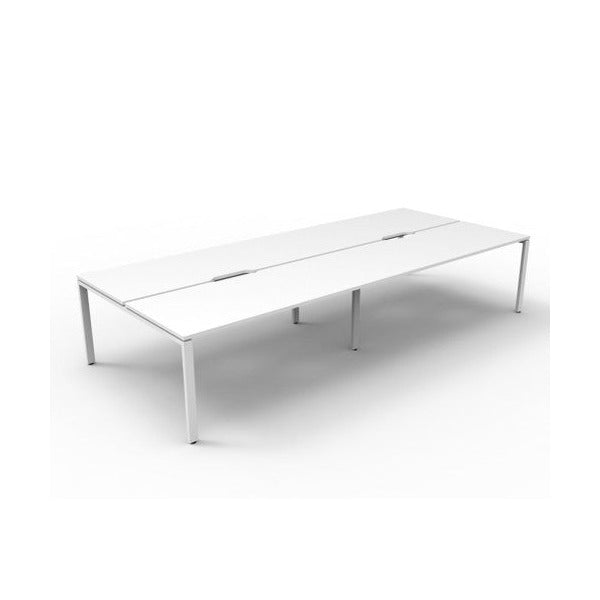 Rapidline Deluxe Infinity Back to Back 4 Person Workstation Profile Leg 1200 x 750mm Natural White / White Satin