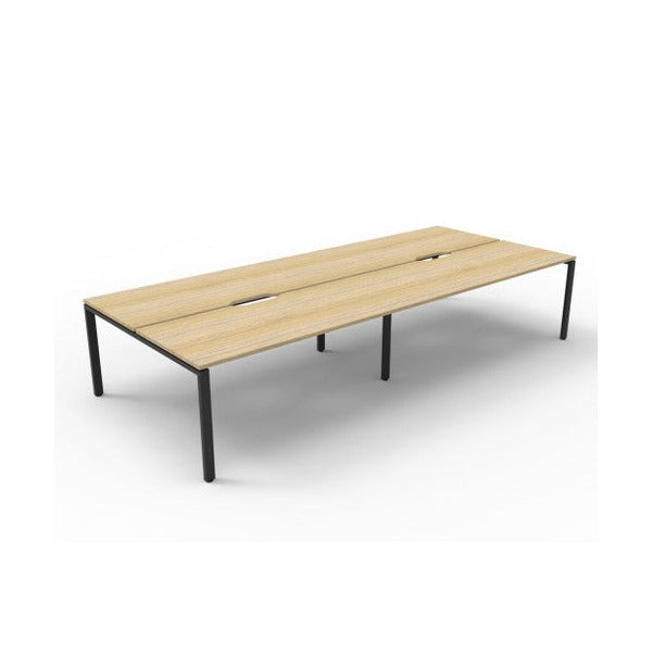 Rapidline Deluxe Infinity Back to Back 4 Person Workstation Profile Leg 1800 x 750mm Natural Oak / Black Satin