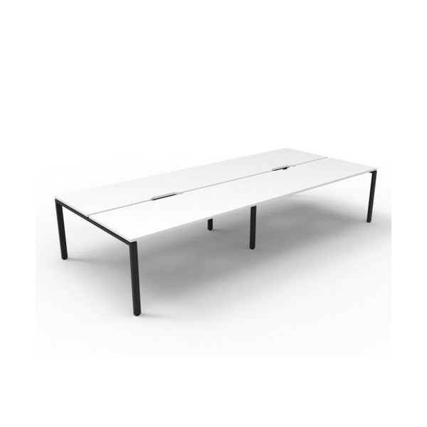 Rapidline Deluxe Infinity Back to Back 4 Person Workstation Profile Leg 1800 x 750mm Natural White / Black Satin