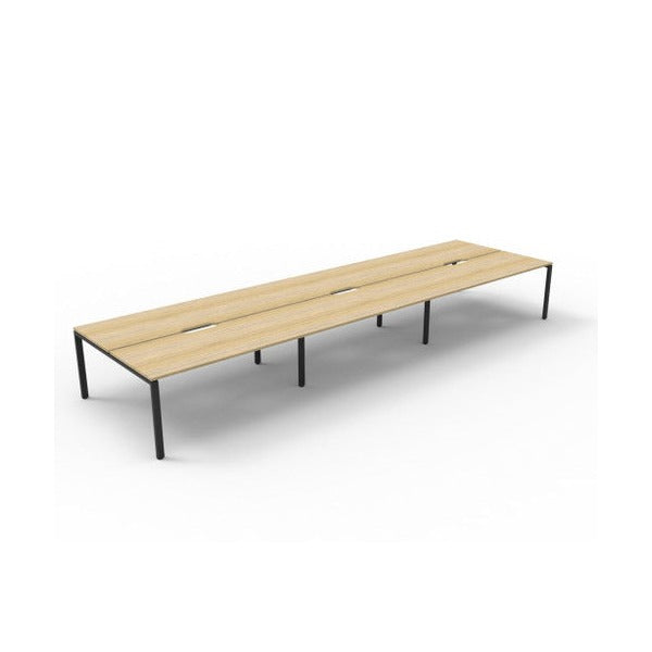 Rapidline Deluxe Infinity Back to Back 6 Person Workstation Profile Leg 1500 x 750mm Natural Oak / Black Satin