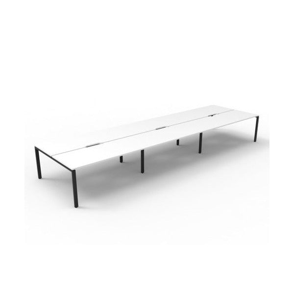 Rapidline Deluxe Infinity Back to Back 6 Person Workstation Profile Leg 1500 x 750mm Natural White / Black Satin