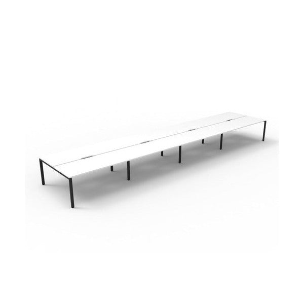 Rapidline Deluxe Infinity Back to Back 8 Person Workstation Profile Leg 1200 x 750mm Natural White / Black Satin