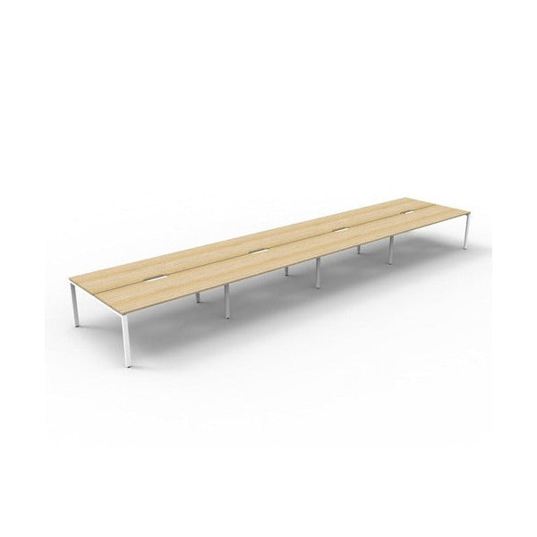 Rapidline Deluxe Infinity Back to Back 8 Person Workstation Profile Leg 1500 x 750mm Natural Oak / White Satin