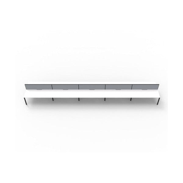 Rapidline Deluxe Infinity Back to Back 10 Person Workstation Profile Leg 1500 x 750mm with Screen Natural White / Black Satin
