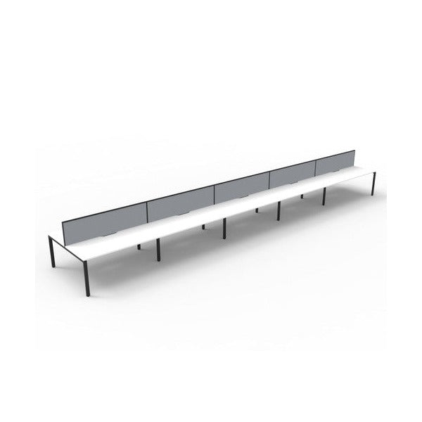 Rapidline Deluxe Infinity Back to Back 10 Person Workstation Profile Leg 1500 x 750mm with Screen Natural White / Black Satin