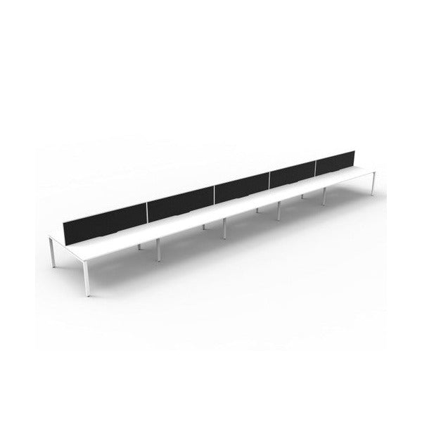 Rapidline Deluxe Infinity Back to Back 10 Person Workstation Profile Leg 1500 x 750mm with Screen Natural White / White Satin
