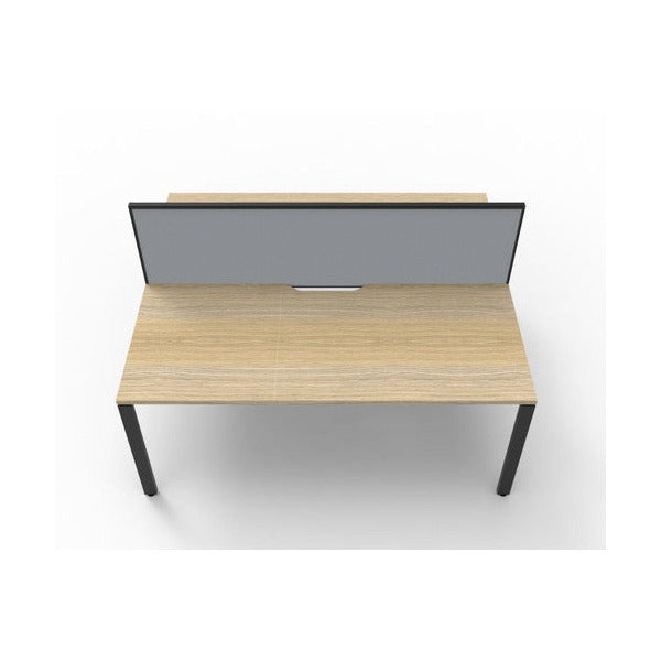Rapidline Deluxe Infinity Back to Back 2 Person Workstation Profile Leg 1200 x 750mm with Screen Natural Oak / Black Satin